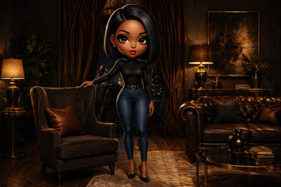 Chi Chi standing grounded in a dark luxury living room — build a life that doesn't collapse under pressure the Unfuckable way